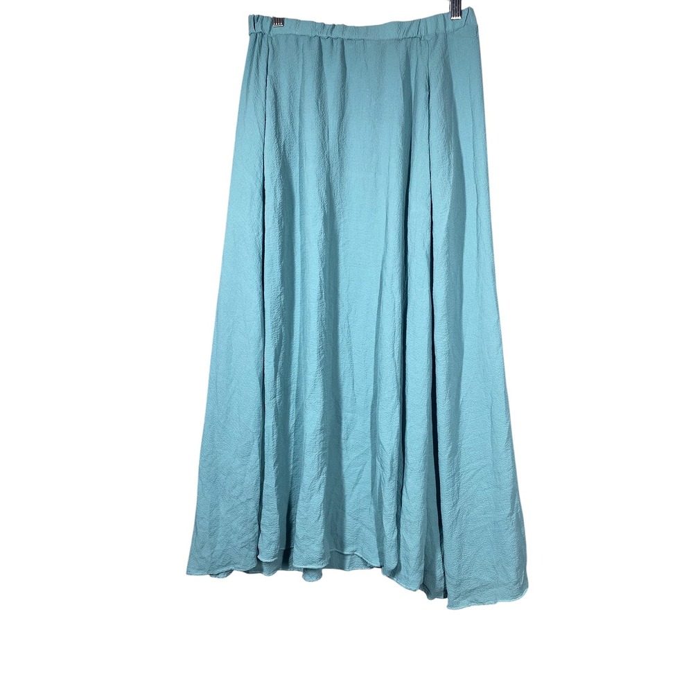 Max Studio Maxi Skirt Womens M Jade Green Excellent Pockets Crinkle Chiffon